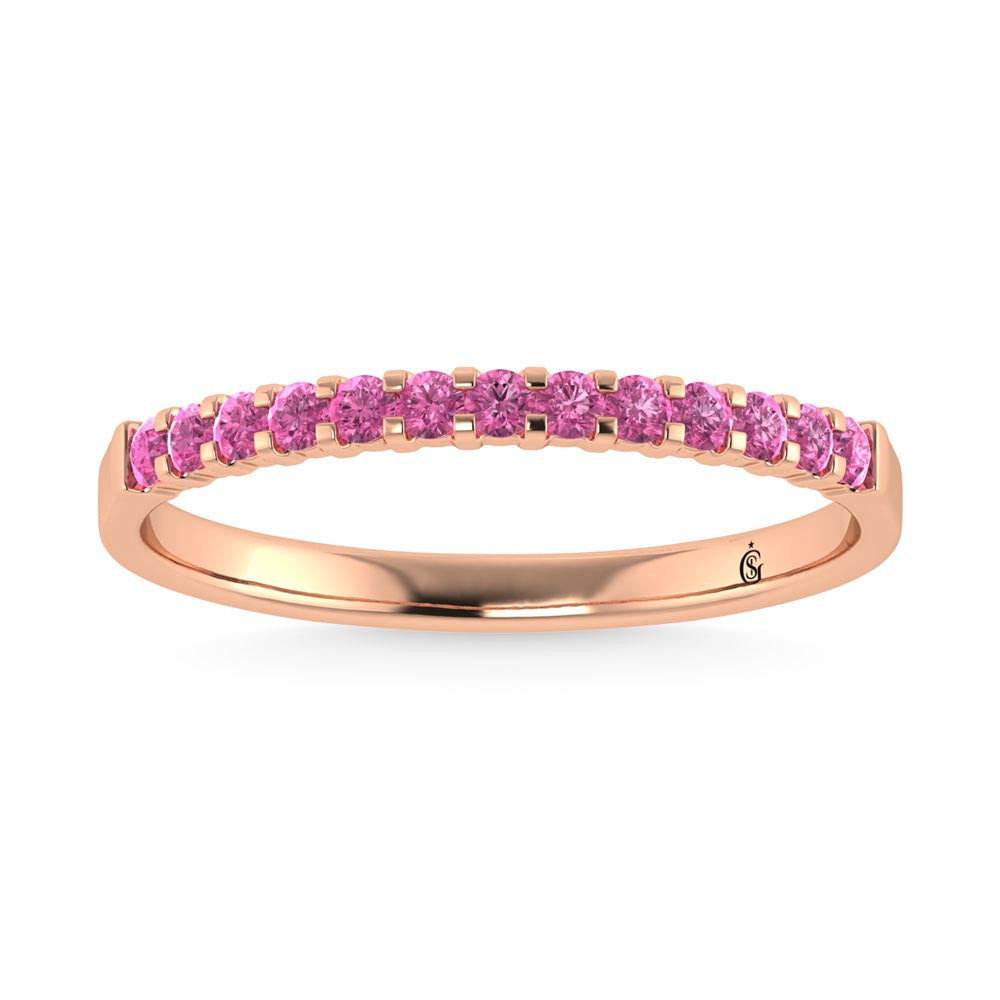 14K Rose Gold 1/4 Ct.tw Pink Sapphire & Diamond Machine Band