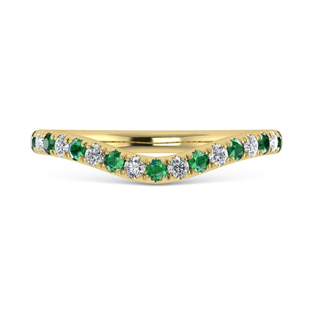 14K Yellow Gold Emerald and Diamond 1/3 Ct.Tw. Curve Band