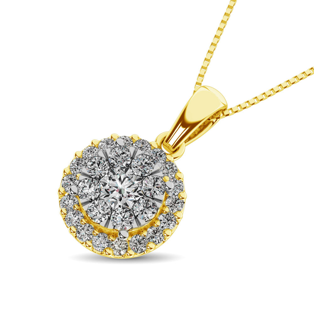Diamond Fashion Pendant 5/8 ct tw Round Cut in 14K Yellow Gold