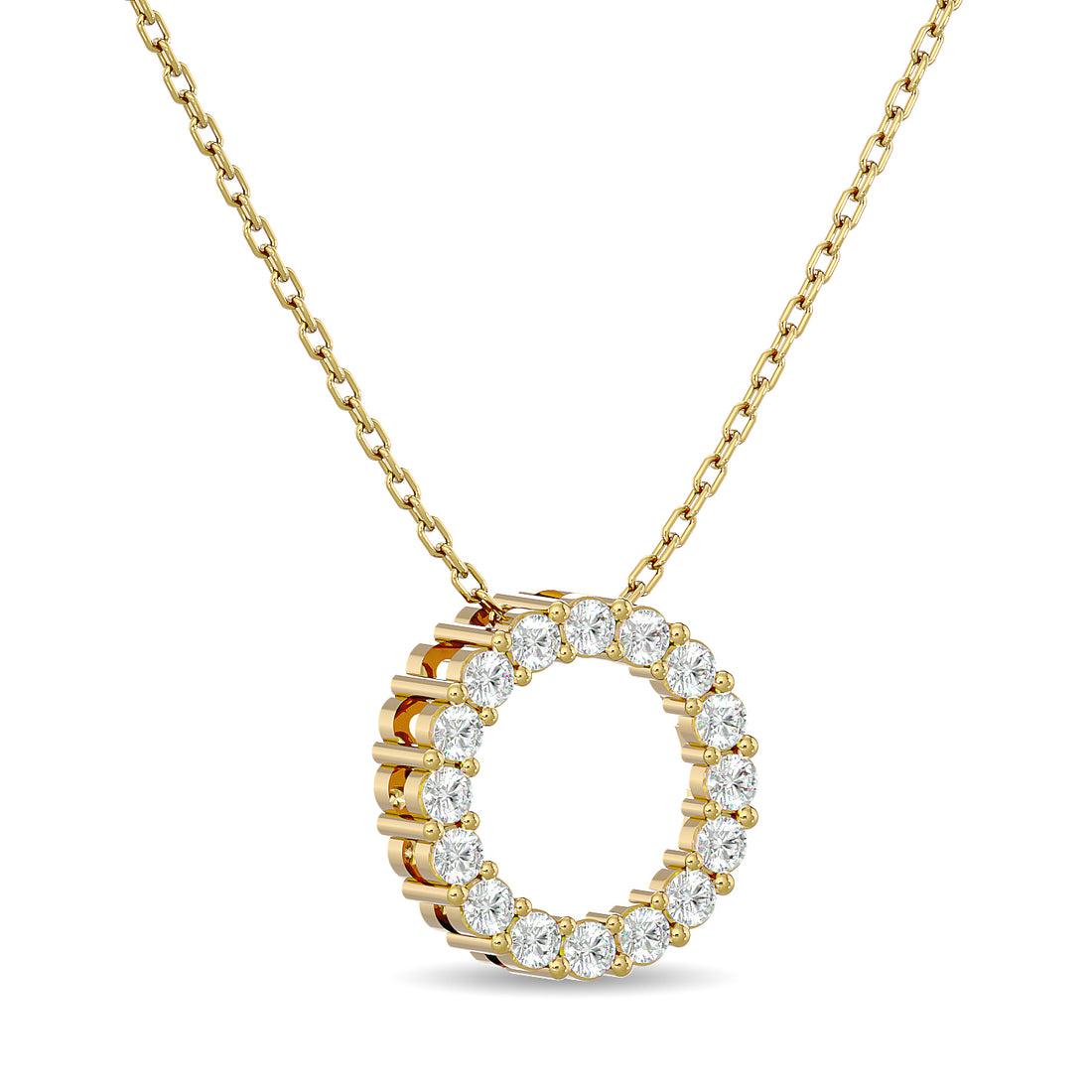 Diamond 1/4 Ct.Tw. Circle Pendant in 14K Yellow Gold