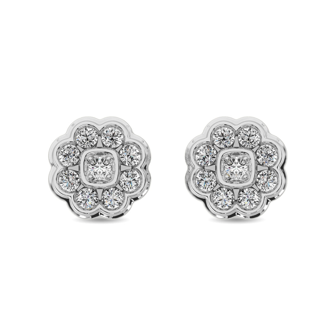 Diamond 2/5 ct tw Flower Earrings in 10K White Gold