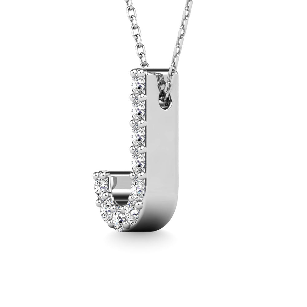 Diamond 1/10 Ct.Tw. Letter J Pendant in 14K White Gold