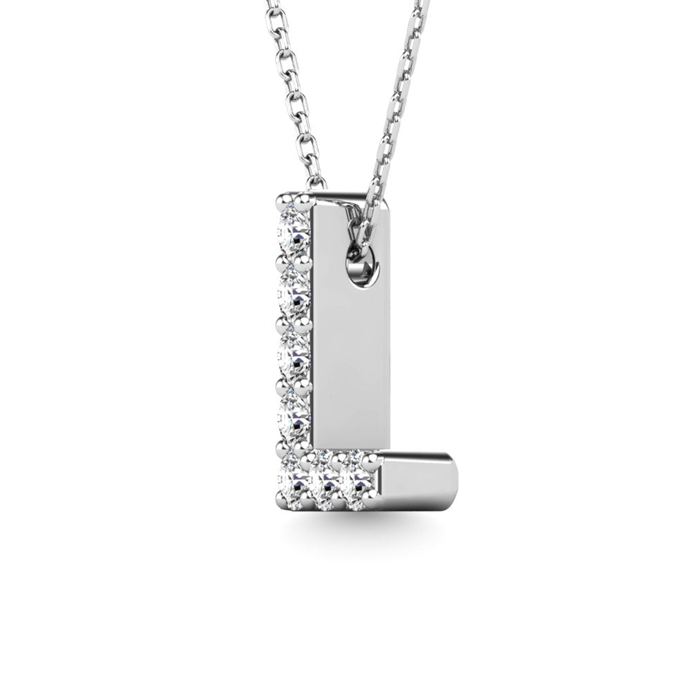 Diamond 1/20 Ct.Tw. Letter L Pendant in 14K White Gold