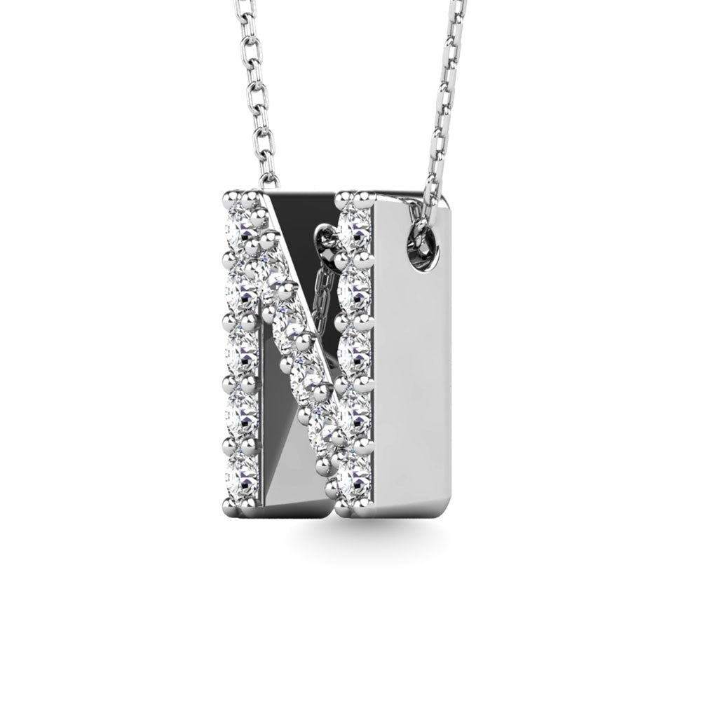 Diamond 1/6 Ct.Tw. Letter N Pendant in 14K White Gold