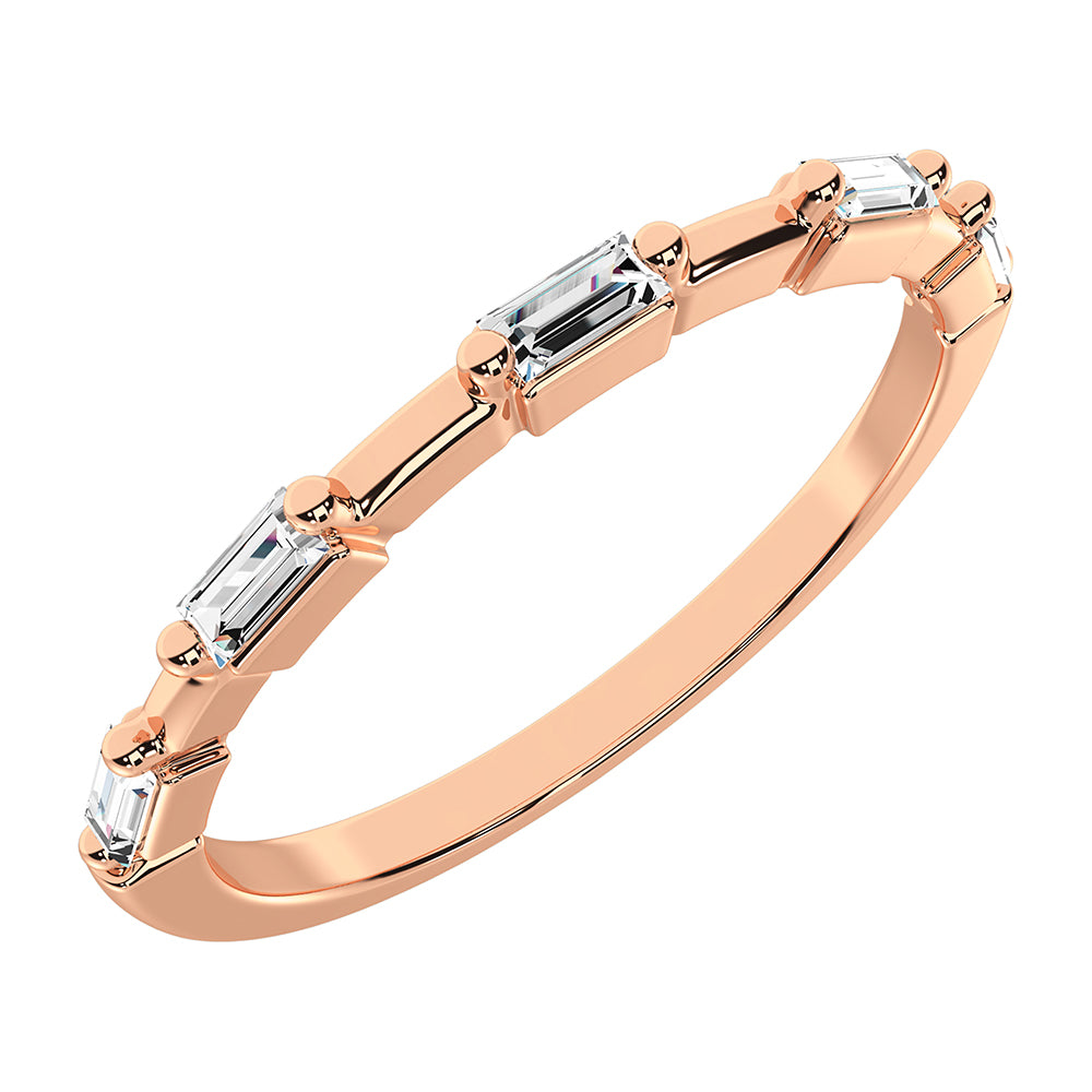 14K Rose Gold 1/10 Ct.Tw. Diamond Baguette Stack Bands