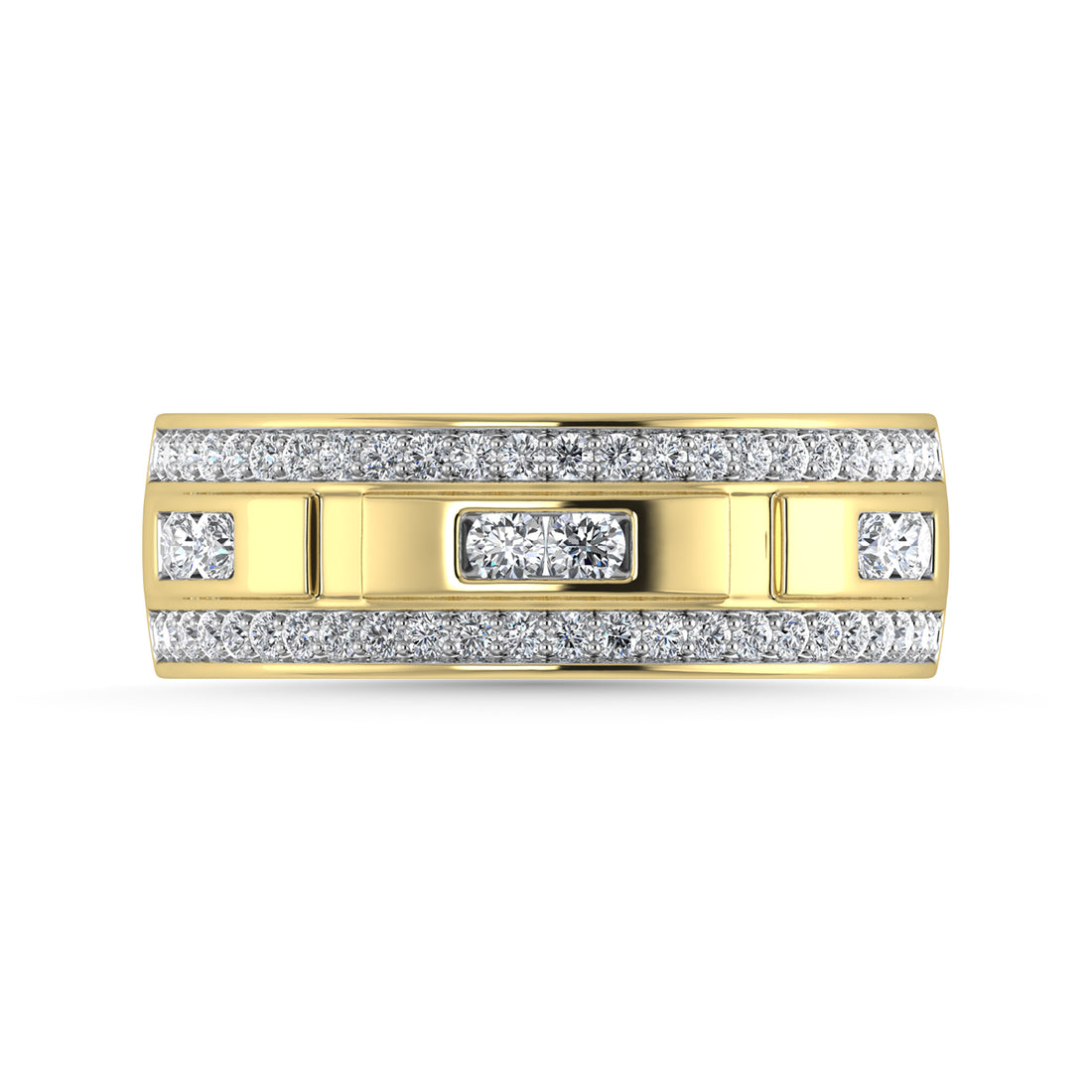 Diamond 3/4 Ct.Tw. Mens Wedding Band in 14K Yellow Gold