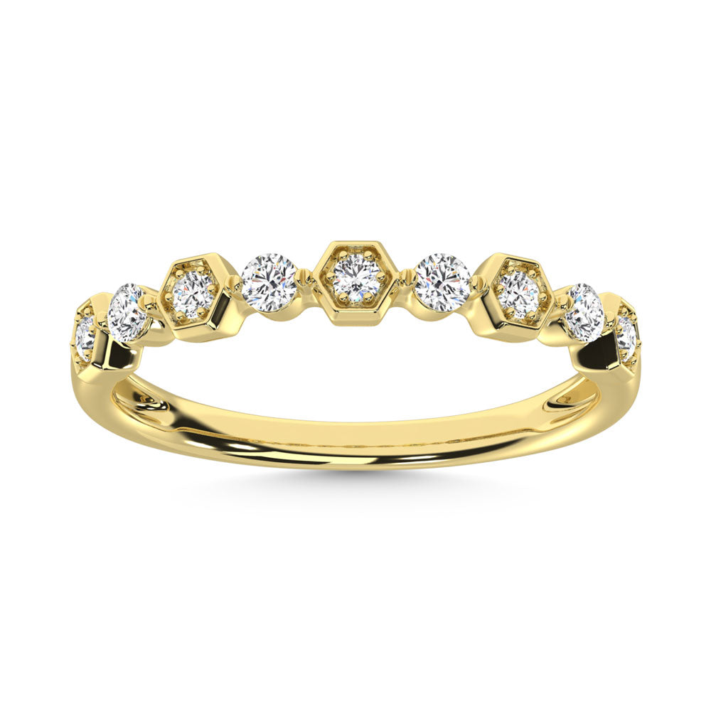 14K Yellow Gold Diamond  1/4 Ct.Tw. Stack Band