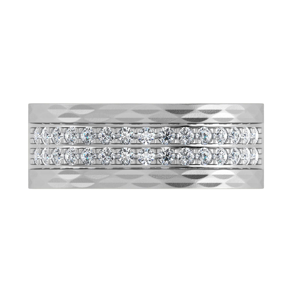 14K White Gold Diamond 3/4.Ct. Tw. Men�s Machine Band