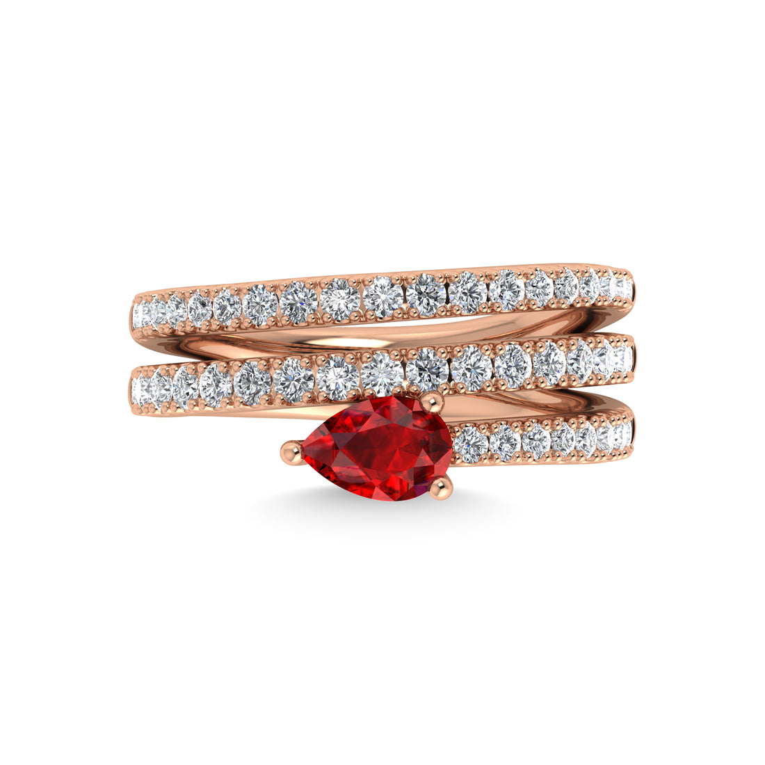 14K Rose Gold Diamond and Ruby 1 3/8 Ct.Tw. Fashion Ring