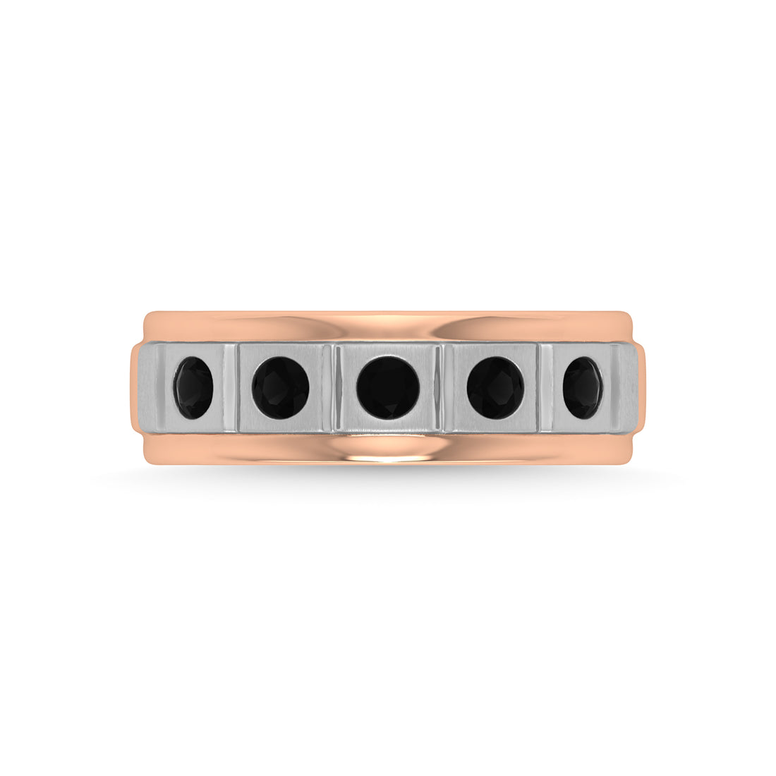 14K Rose Gold Diamond 1/2 Ct.Tw. With White Rhodium Facet Mens Machine Band