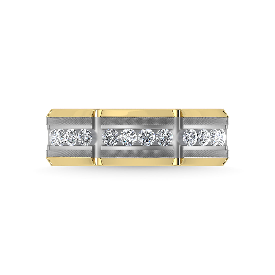 14K Two Tone Diamond 1/2 Ct.Tw. Mens Machine Band