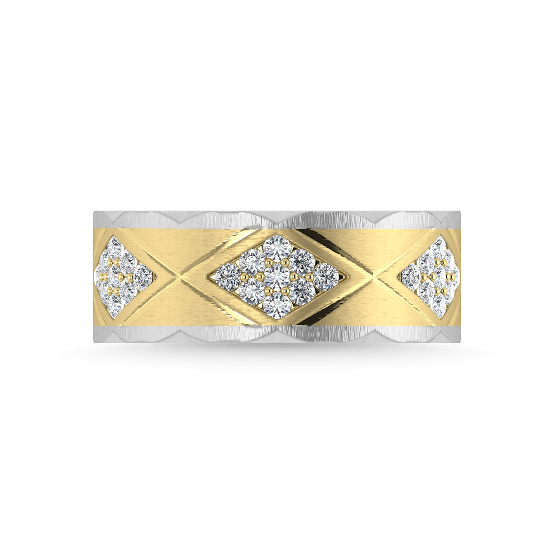 14K Yellow Gold Diamond 1/2 Ct.Tw. Mens Machine Band