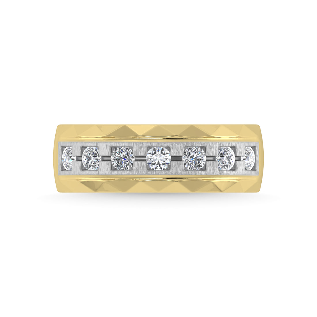 14K Two Tone Diamond 1/2 Ct.Tw. Mens Machine Fusion Band
