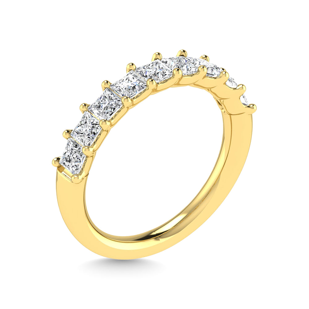 14K Yellow Gold  1 Ct.Tw. Princess Shape Lab Grown Diamond Half Way Eternity Band