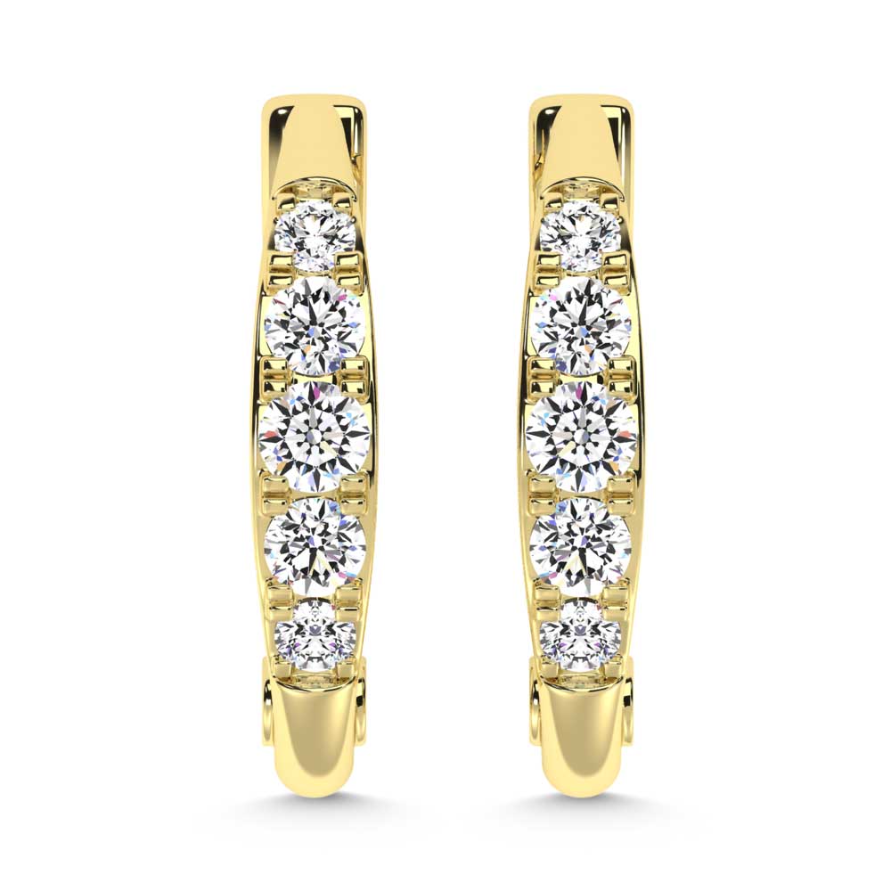 10K Yellow Gold Lab Grown Diamond 1/4 Ct.Tw. Hoop Earrings