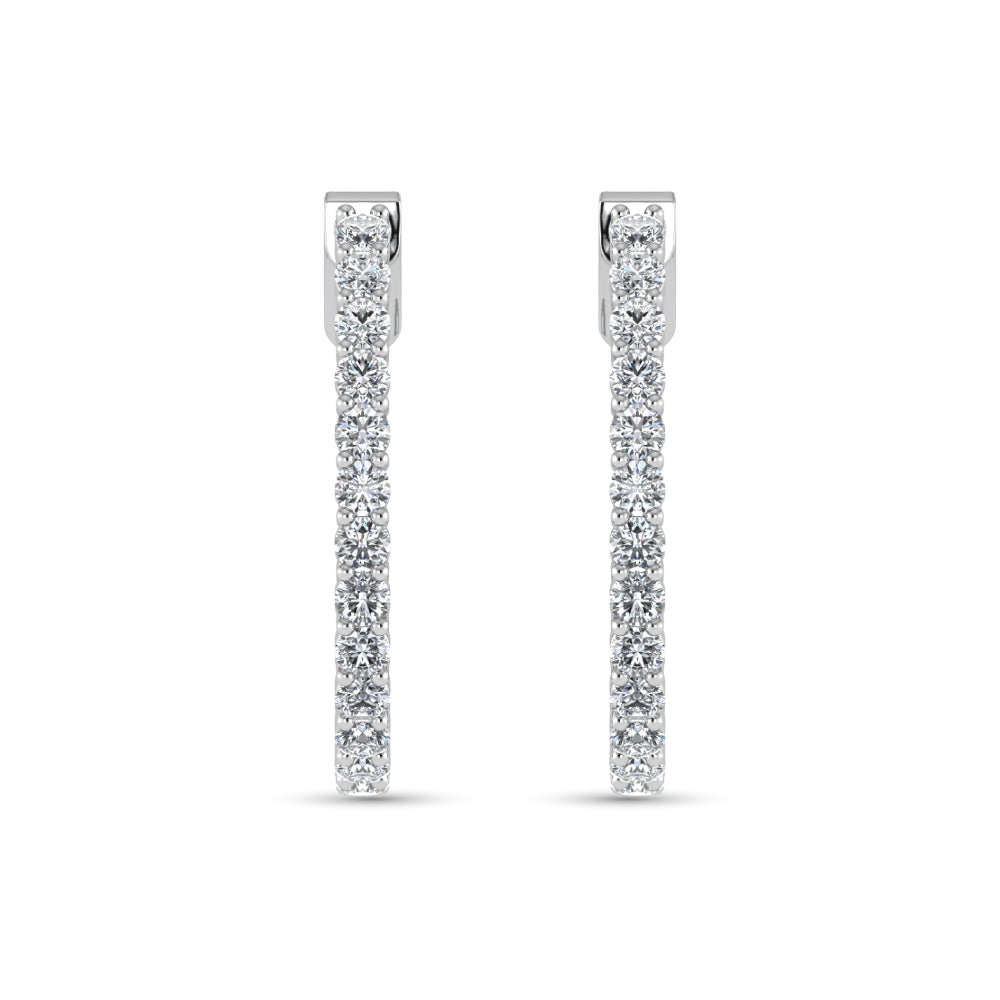 14K White Gold Lab Grown Diamond 1 Ct.Tw. Hoop Earrings
