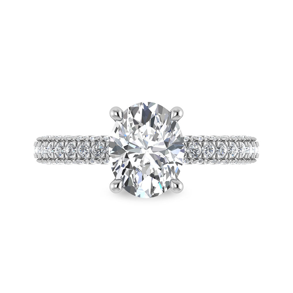 14K White Gold Lab Grown Diamond 3 Ct.Tw. IGI Certified Oval Shape Halo Engagement Ring (Center 2CT)