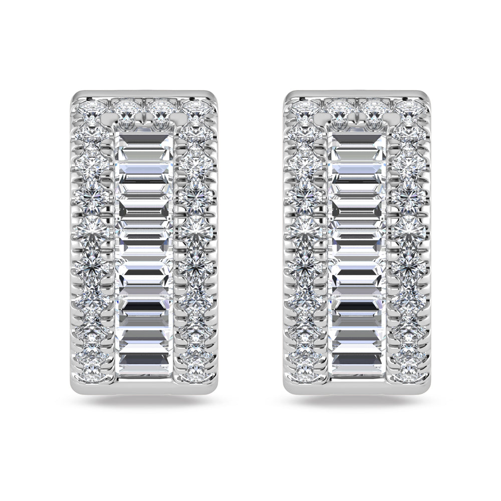 14K White Gold Labgrown Diamond 7/8 Ct.Tw. Huggies Earrings