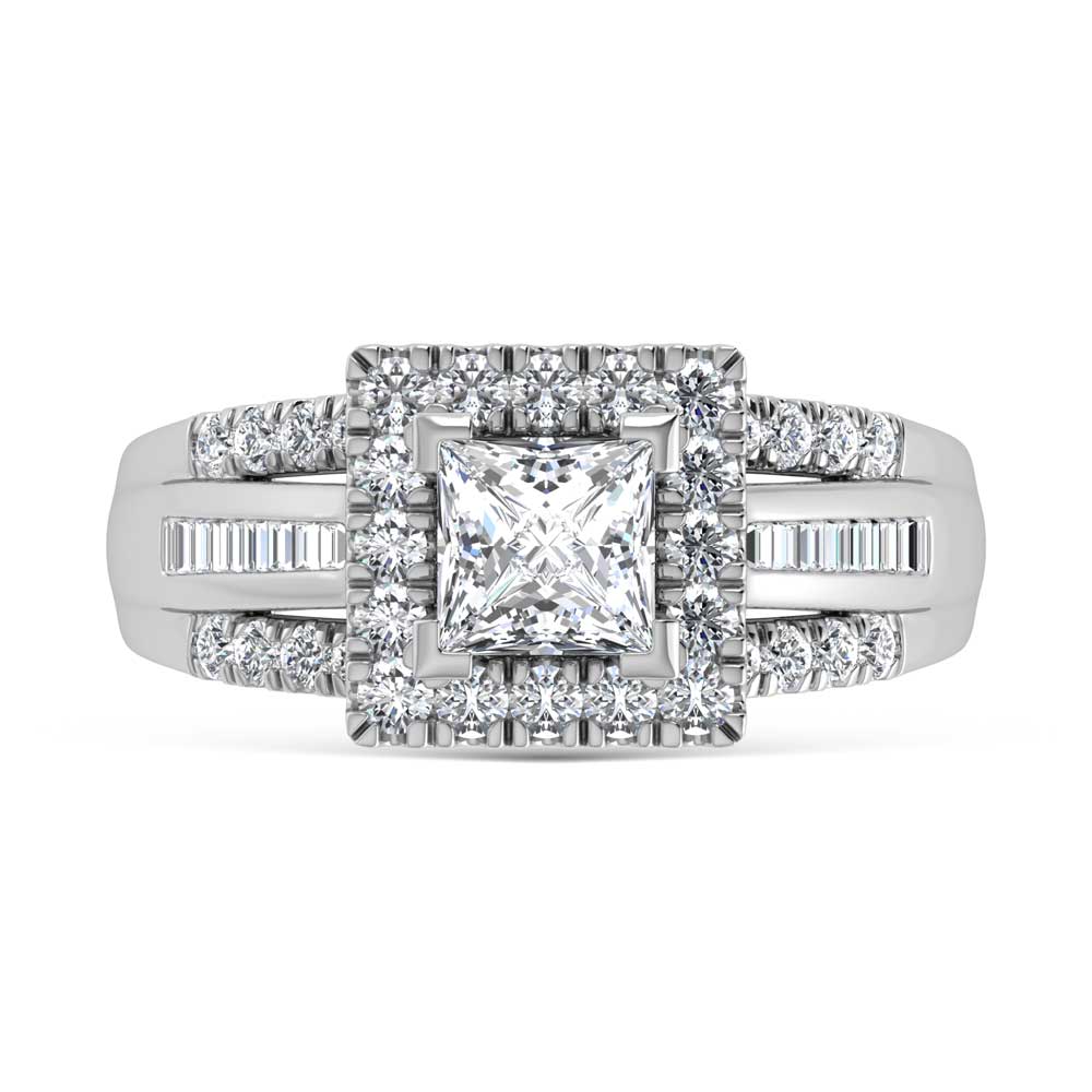 10K White Gold Lab Grown Diamond 1 7/8 Ct.Tw. Princess Shape Engagement Ring (Center 2CT)