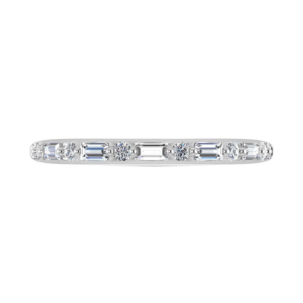 14K White Gold Lab Grown Diamond 1/3 Ct.Tw. Single Prong Set Round and Baguette Stackable Band