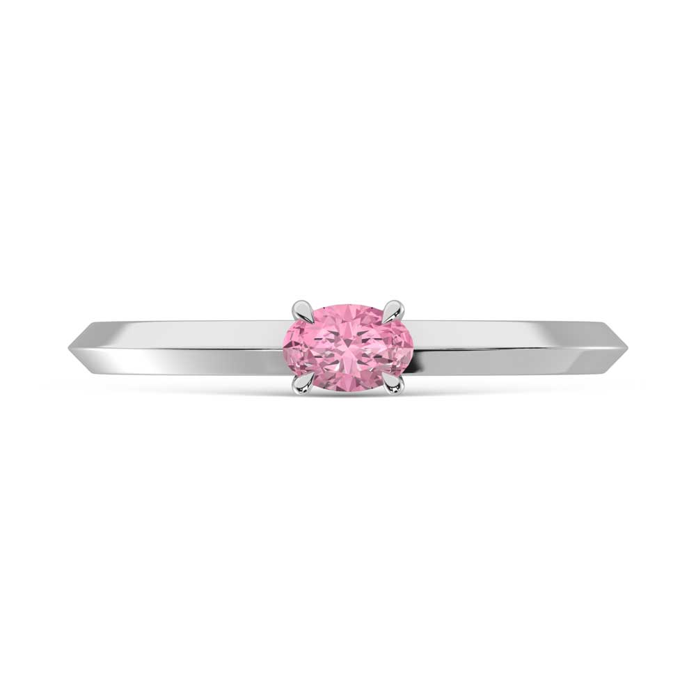 14K White Gold Oval Shape Pink Lab Grown Diamond 1/5 Ct.Tw. Ring