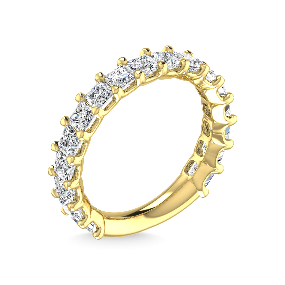 14K Yellow Gold 1 7/8 CT Tw. Princess Shape Lab Grown Diamond Three Forth Eternity Band