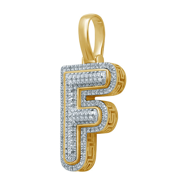 10KT 0.22-0.37CT D-BUBBLE LETTER " F "