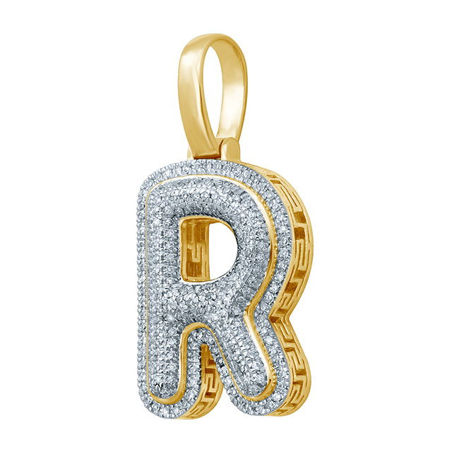 10KT 0.27-0.36CT D-BUBBLE LETTER " R "