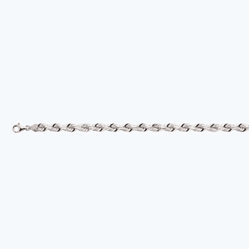 14K 7MM WHITE GOLD SOLID DC ROPE 16" CHAIN NECKLACE (AVAILABLE IN LENGTHS 7" - 30")