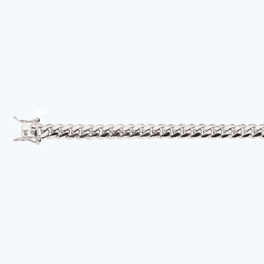 14K 7MM WHITE GOLD SOLID MIAMI CUBAN 16" CHAIN NECKLACE (AVAILABLE IN LENGTHS 7" - 30")