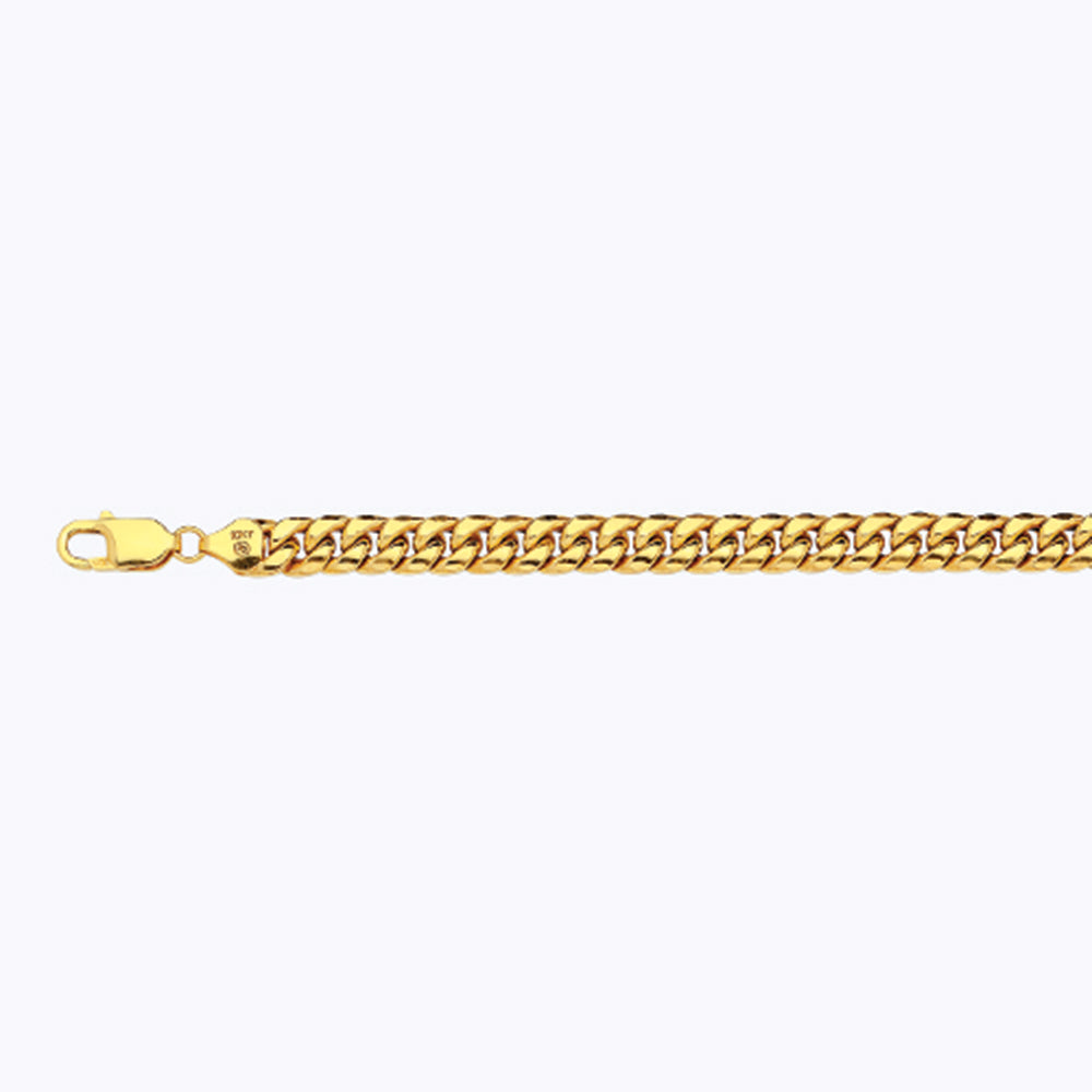 14K 7.5MM YELLOW GOLD HOLLOW MIAMI CUBAN 30" CHAIN NECKLACE (AVAILABLE IN LENGTHS 7" - 30")