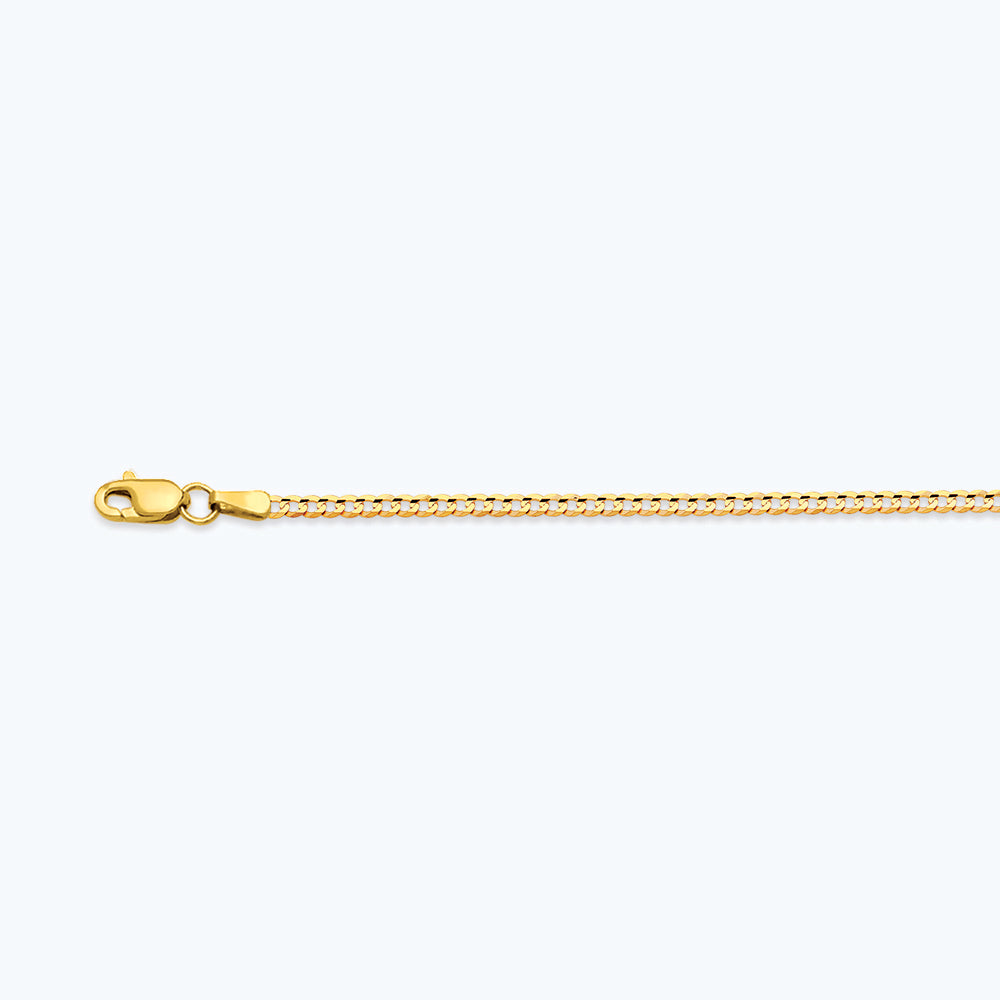 10K 2MM YELLOW GOLD SOLID CURB 28" CHAIN NECKLACE (AVAILABLE IN LENGTHS 7" - 30")