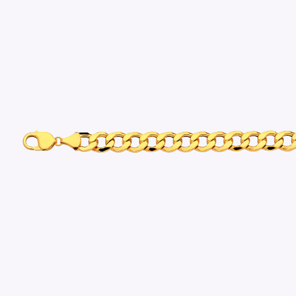 10K 11MM YELLOW GOLD HOLLOW CURB 24" CHAIN NECKLACE (AVAILABLE IN LENGTHS 7" - 30")