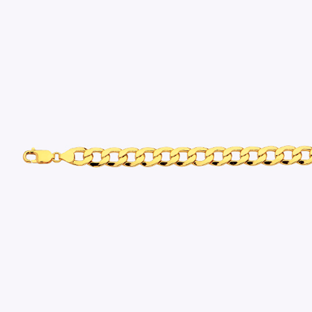 14K 9MM YELLOW GOLD HOLLOW CURB 22" CHAIN NECKLACE (AVAILABLE IN LENGTHS 7" - 30")