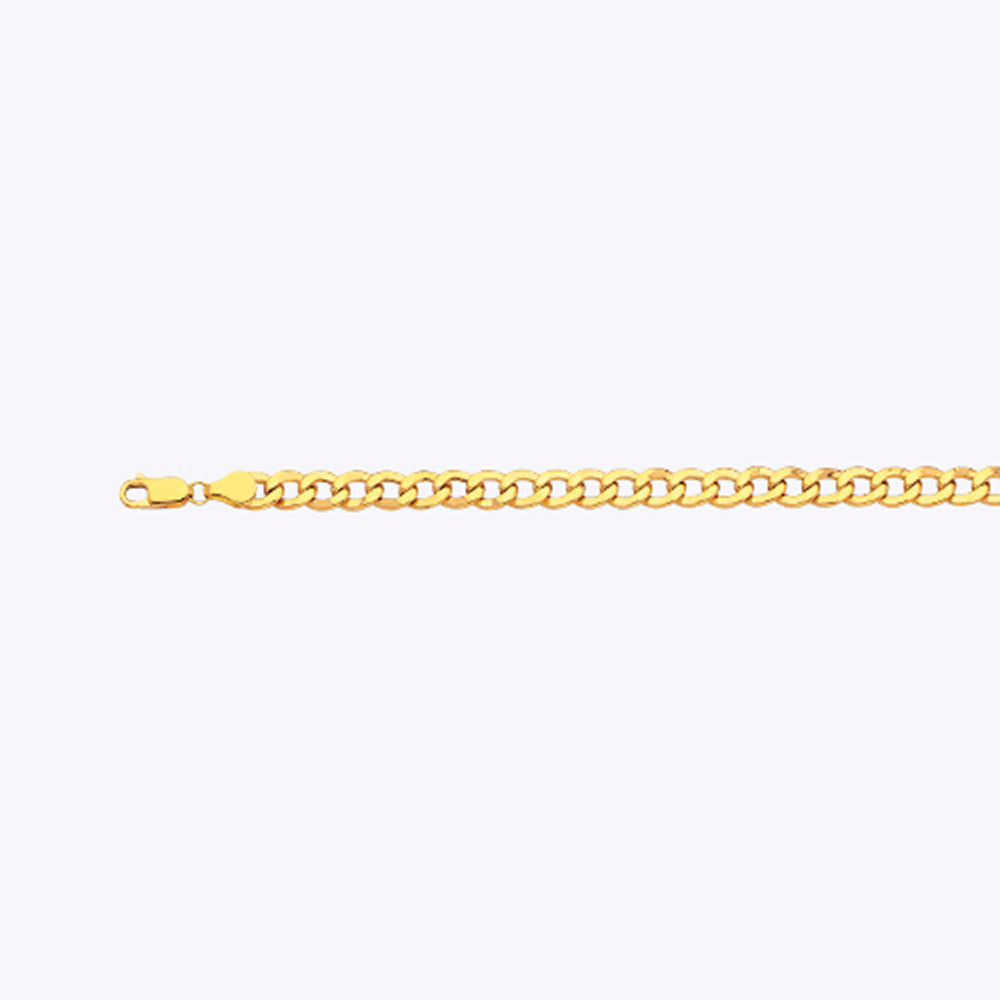 10K 6.5MM YELLOW GOLD HOLLOW CURB 16" CHAIN NECKLACE (AVAILABLE IN LENGTHS 7" - 30")