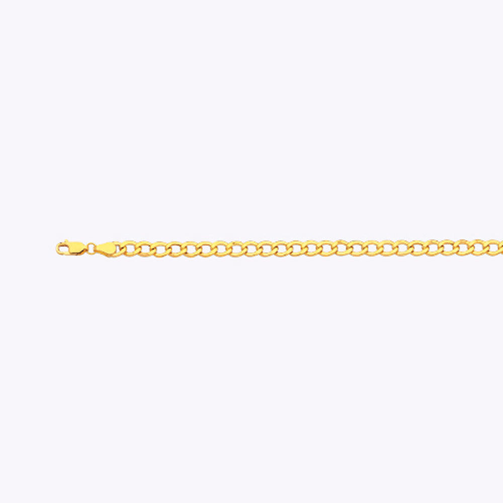 10K 5.5MM YELLOW GOLD HOLLOW CURB 22" CHAIN NECKLACE (AVAILABLE IN LENGTHS 7" - 30")