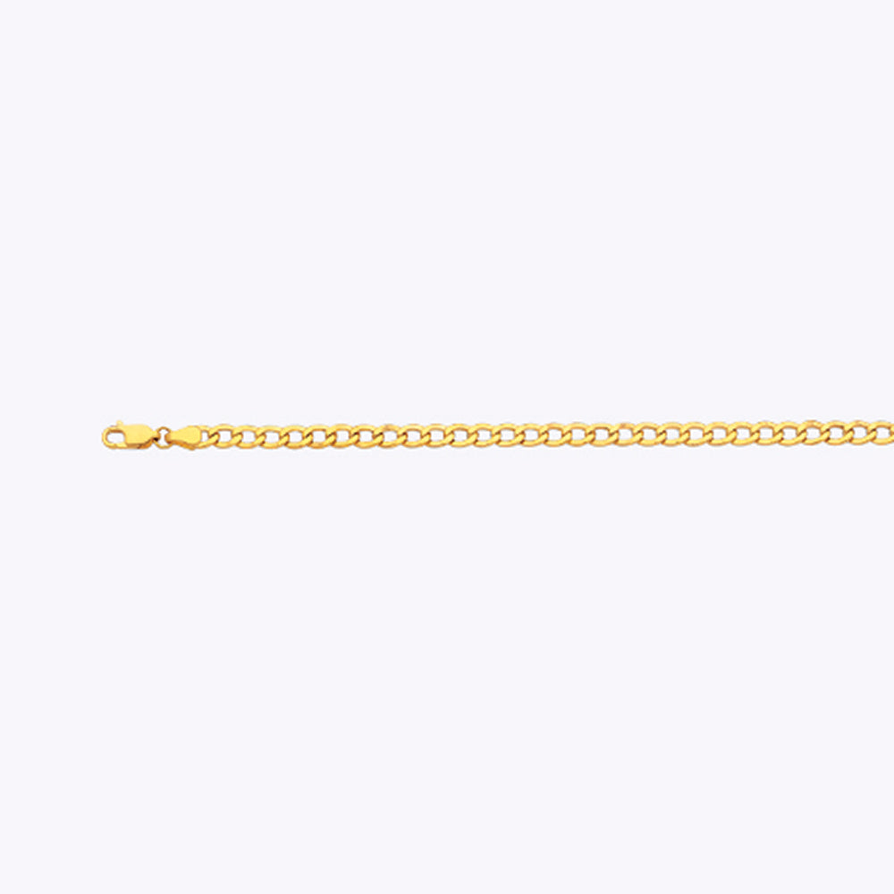 10K 4.5MM YELLOW GOLD HOLLOW CURB 20" CHAIN NECKLACE (AVAILABLE IN LENGTHS 7" - 30")