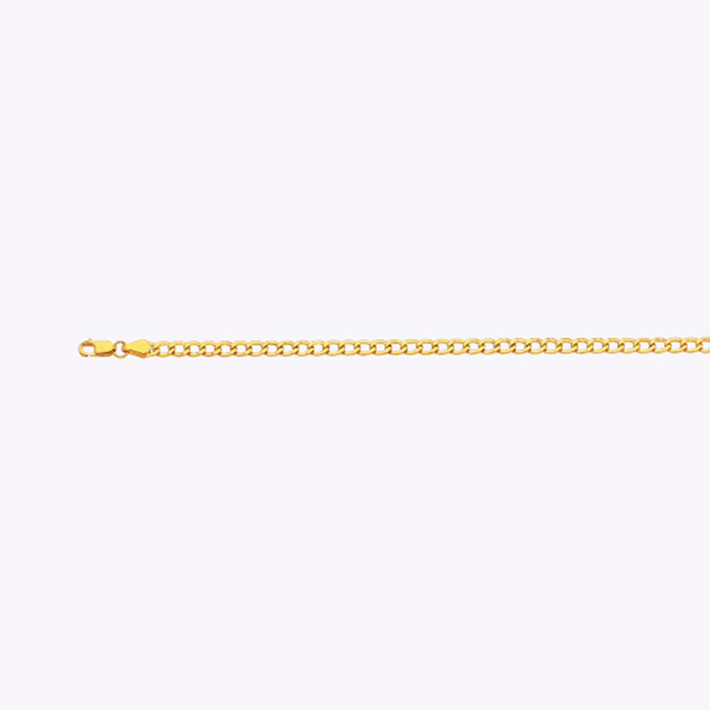 10K 3.5MM YELLOW GOLD HOLLOW CURB 24" CHAIN NECKLACE (AVAILABLE IN LENGTHS 7" - 30")