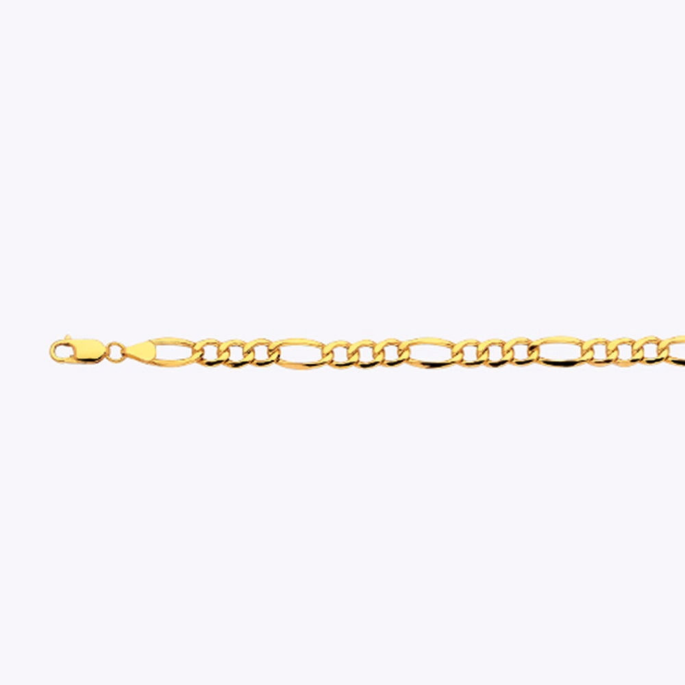 14K 6.5MM YELLOW GOLD HOLLOW FIGARO 16" CHAIN NECKLACE (AVAILABLE IN LENGTHS 7" - 30")