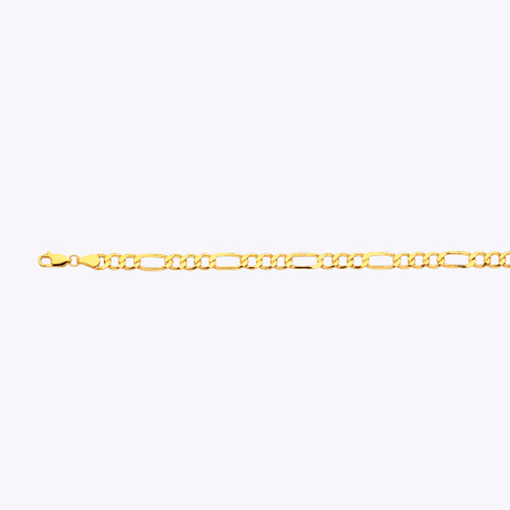 10K 5MM YELLOW GOLD HOLLOW FIGARO 24" CHAIN NECKLACE (AVAILABLE IN LENGTHS 7" - 30")