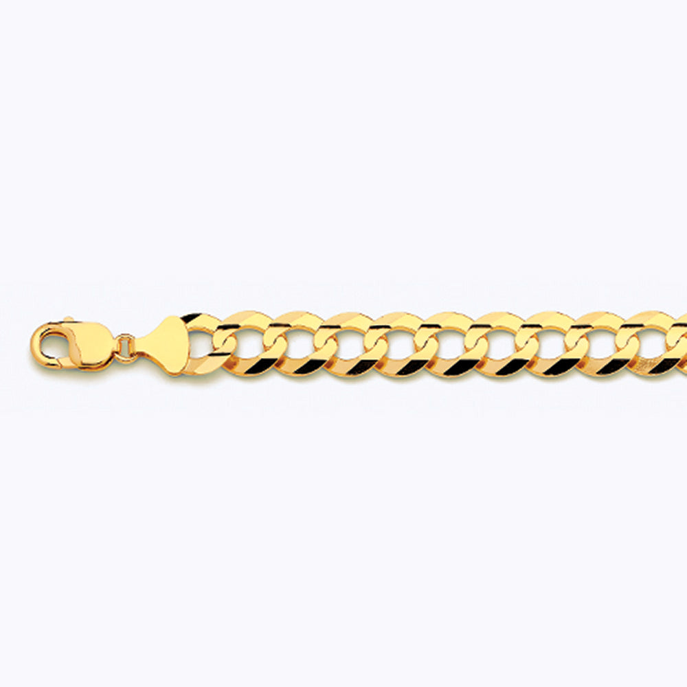 14K 13MM YELLOW GOLD SOLID CURB 16" CHAIN NECKLACE (AVAILABLE IN LENGTHS 7" - 30")