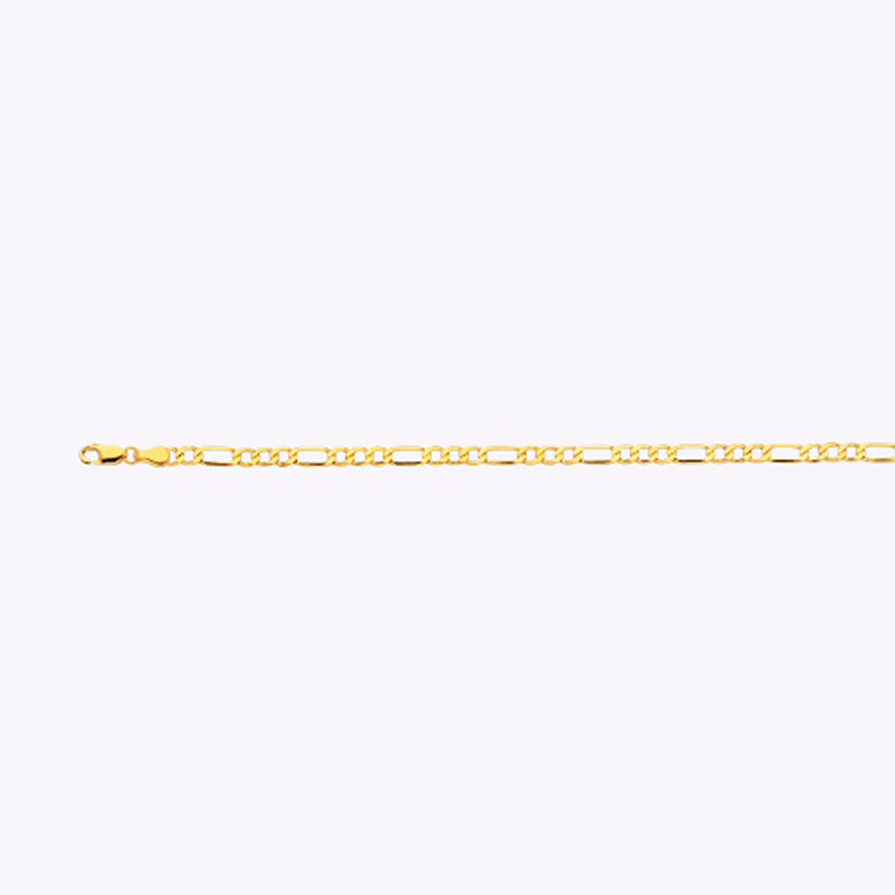 14K 3.5MM YELLOW GOLD HOLLOW FIGARO 16" CHAIN NECKLACE (AVAILABLE IN LENGTHS 7" - 30")