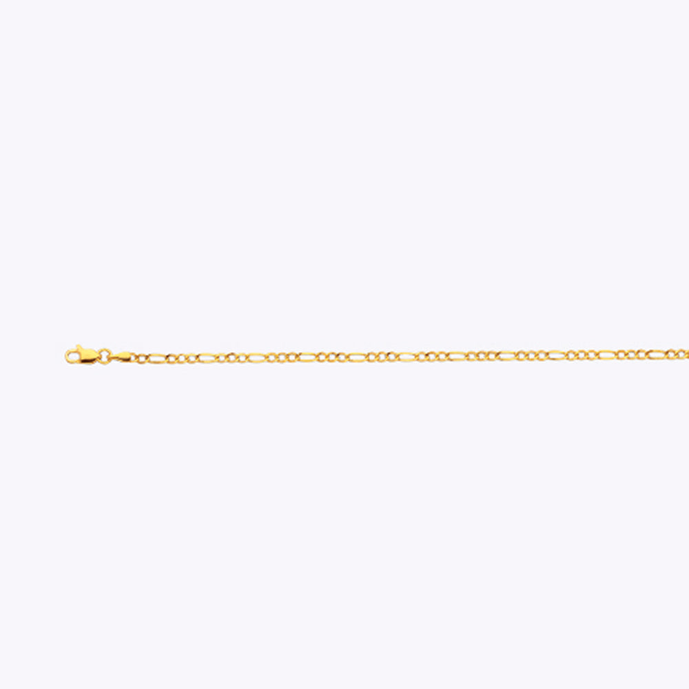 10K 2.5MM YELLOW GOLD HOLLOW FIGARO 18" CHAIN NECKLACE (AVAILABLE IN LENGTHS 7" - 30")