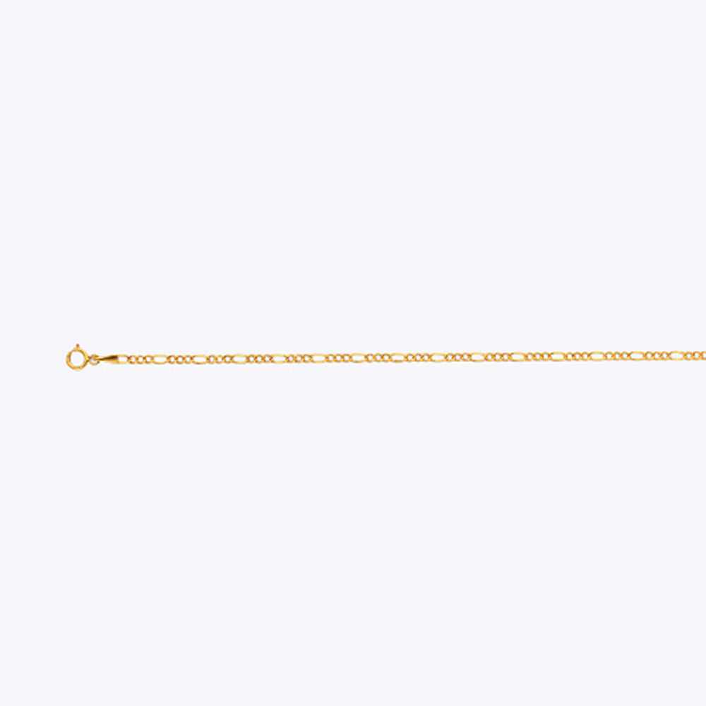 14K 2MM YELLOW GOLD HOLLOW FIGARO 22" CHAIN NECKLACE (AVAILABLE IN LENGTHS 7" - 30")