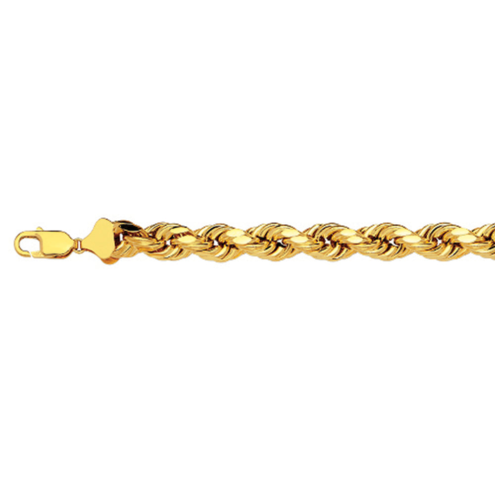 10K 9MM YELLOW GOLD DC HOLLOW ROPE 20" CHAIN NECKLACE (AVAILABLE IN LENGTHS 7" - 30")