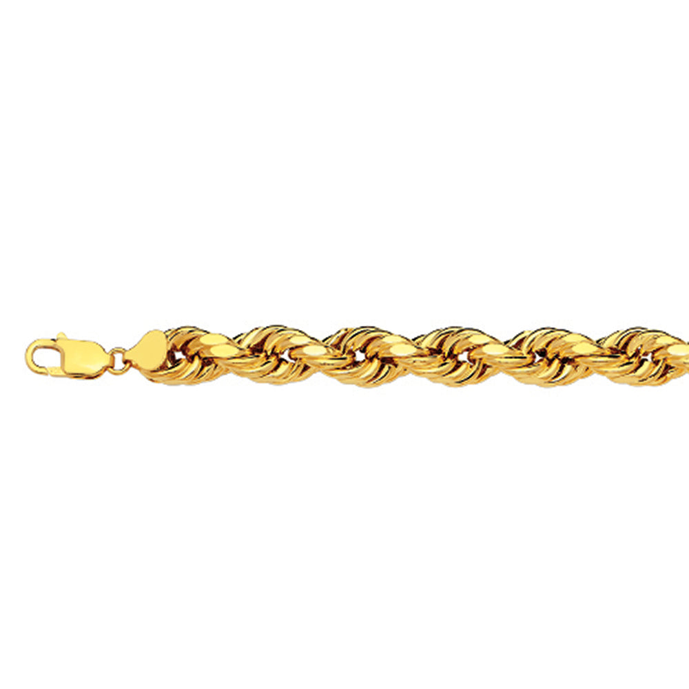 14K 8MM YELLOW GOLD DC HOLLOW ROPE 20" CHAIN NECKLACE (AVAILABLE IN LENGTHS 7" - 30")