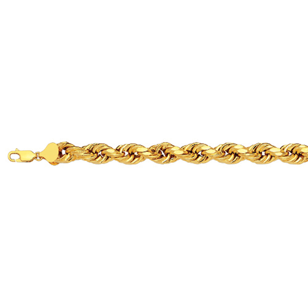 10K 6MM YELLOW GOLD DC HOLLOW ROPE 28" CHAIN NECKLACE (AVAILABLE IN LENGTHS 7" - 30")