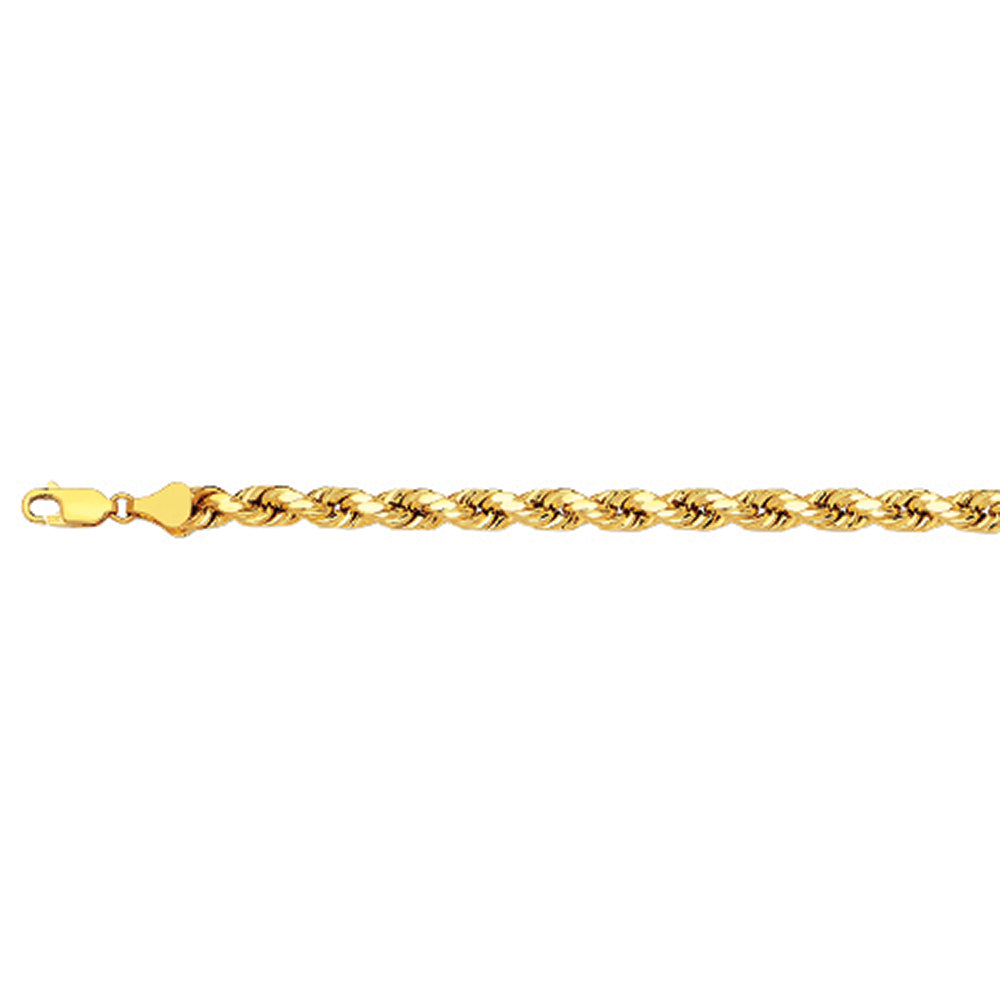 10K 4MM YELLOW GOLD DC HOLLOW ROPE 16" CHAIN NECKLACE (AVAILABLE IN LENGTHS 7" - 30")