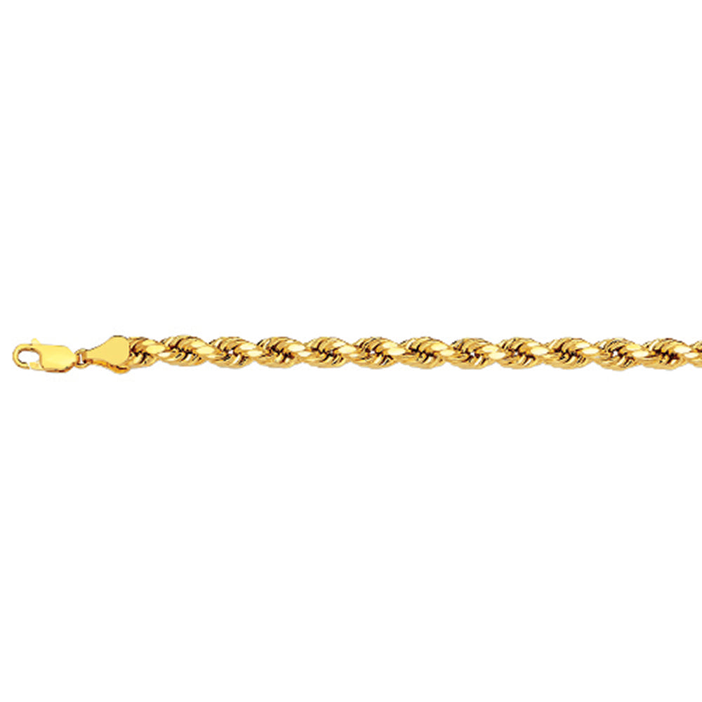 10K 3MM YELLOW GOLD DC HOLLOW ROPE 30" CHAIN NECKLACE (AVAILABLE IN LENGTHS 7" - 30")