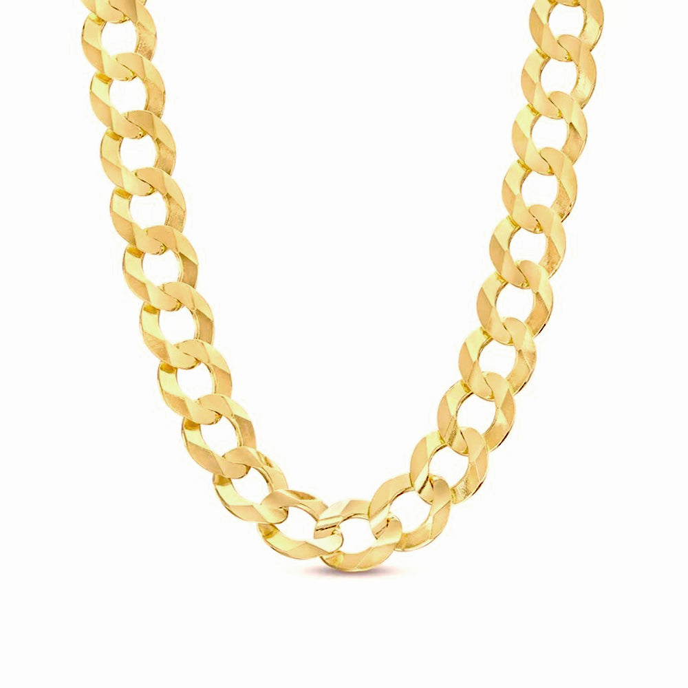 14K 7MM YELLOW GOLD SOLID CURB 16" CHAIN NECKLACE (AVAILABLE IN LENGTHS 7" - 30")